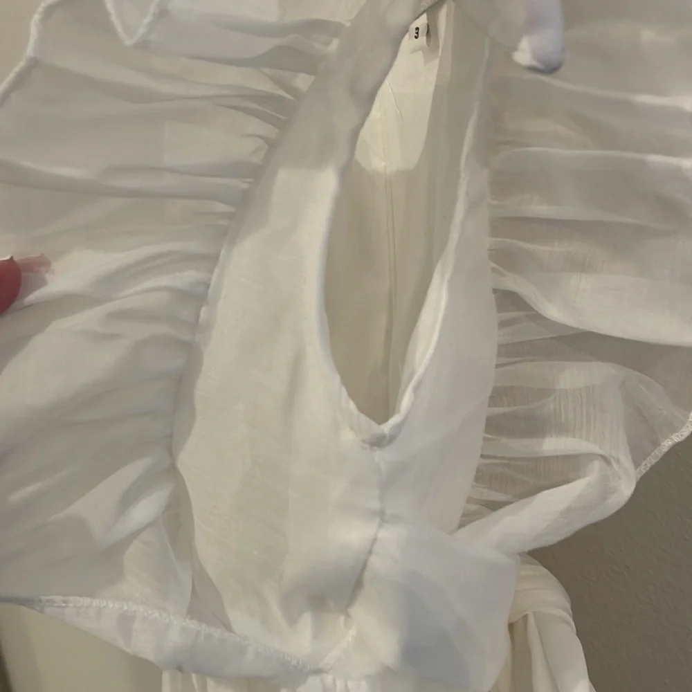 White Ruffle Sleeve Formal Dress for Girls